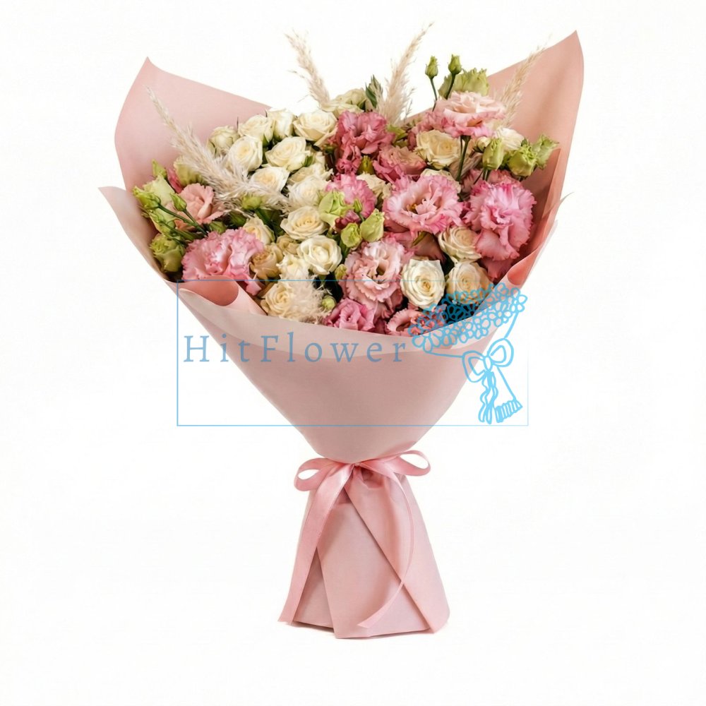 Букет цветов из: Лизиантусы и Розы